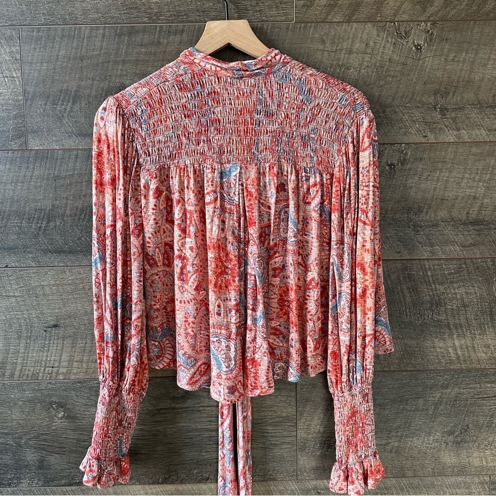 Free People Vista Dreams Paisley Blouse Top XS - Picture 7 of 9